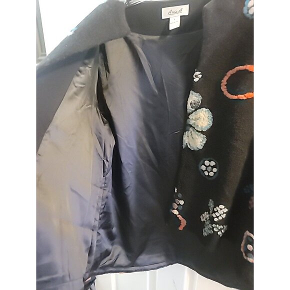 Anis A Womans Boho Embroidered 60s Style Wool Jacket Coat. Fully Line. Small - Picture 6 of 13